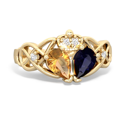 sapphire-citrine claddagh ring