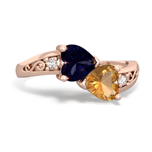 sapphire-citrine filligree ring