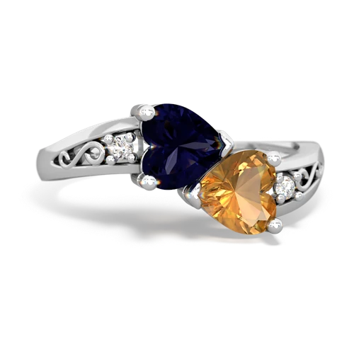 sapphire-citrine filligree ring