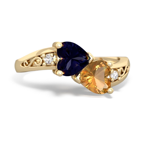 sapphire-citrine filligree ring