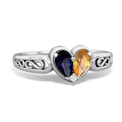 sapphire-citrine filligree ring