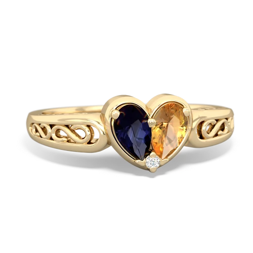 sapphire-citrine filligree ring