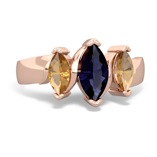 Sapphire Genuine Sapphire with Genuine Citrine and Genuine Smoky Quartz Three Peeks ring Ring