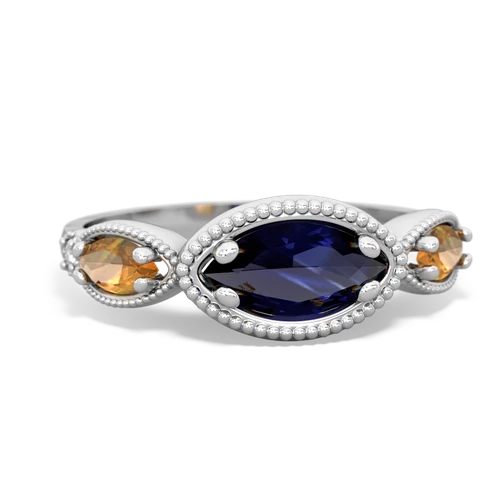 Sapphire Genuine Sapphire with Genuine Citrine and Genuine Amethyst Antique Style Keepsake ring Ring