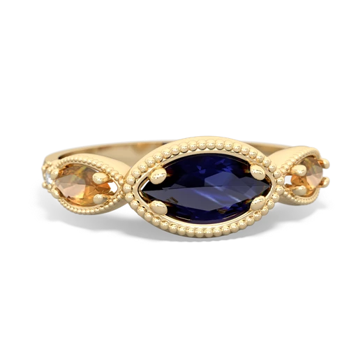 Sapphire Genuine Sapphire with Genuine Citrine and Lab Created Ruby Antique Style Keepsake ring Ring
