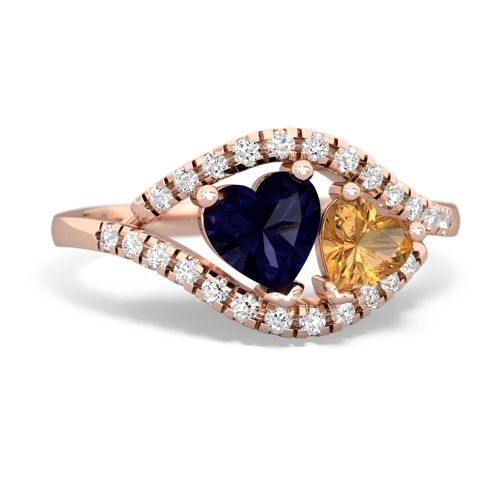 sapphire-citrine mother child ring