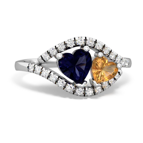 sapphire-citrine mother child ring