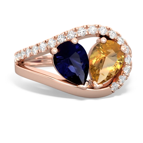 sapphire-citrine pave heart ring