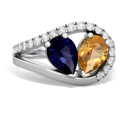 sapphire-citrine pave heart ring