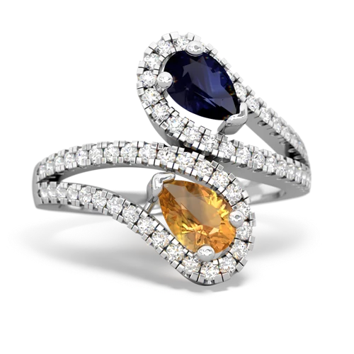 sapphire-citrine pave swirls ring