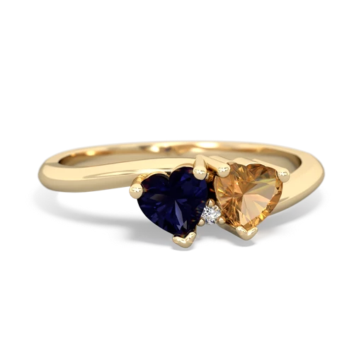 sapphire-citrine sweethearts promise ring