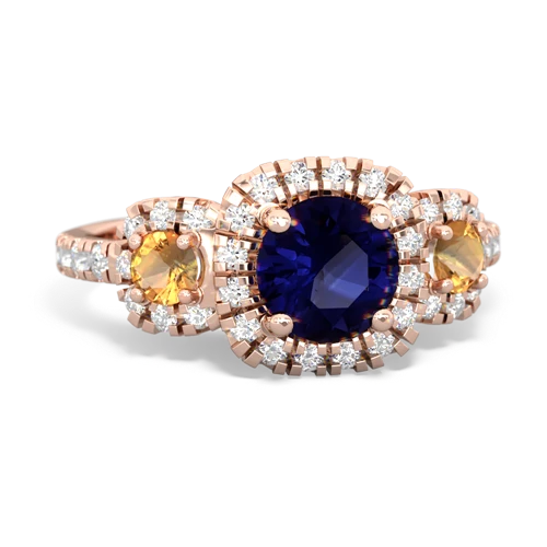 sapphire-citrine three stone regal ring