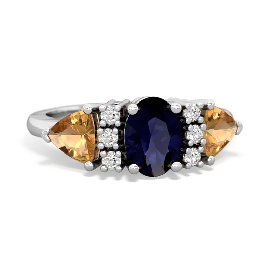 Sapphire Genuine Sapphire with Genuine Citrine and Lab Created Ruby Antique Style Three Stone ring Ring
