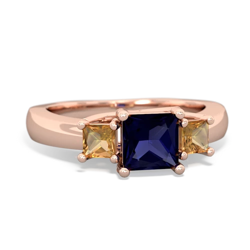 Sapphire Genuine Sapphire with Genuine Citrine and Genuine Smoky Quartz Three Stone Trellis ring Ring
