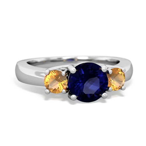 Genuine Sapphire with Genuine Citrine and Genuine Black Onyx Three Stone Trellis ring
