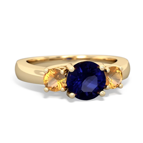 Sapphire Genuine Sapphire with Genuine Citrine and Lab Created Ruby Three Stone Trellis ring Ring