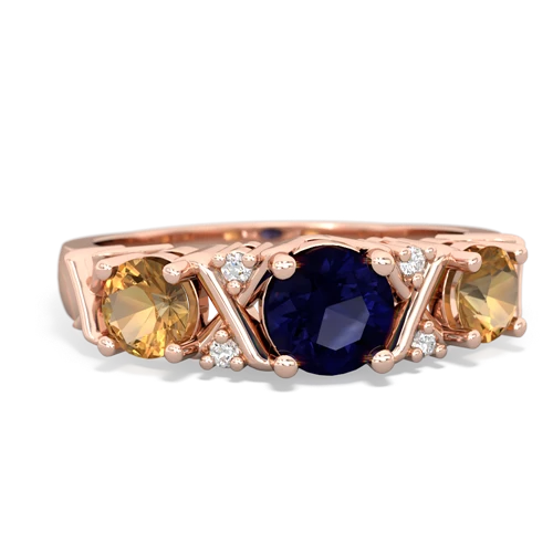 Sapphire Genuine Sapphire with Genuine Citrine and Genuine Amethyst Hugs and Kisses ring Ring