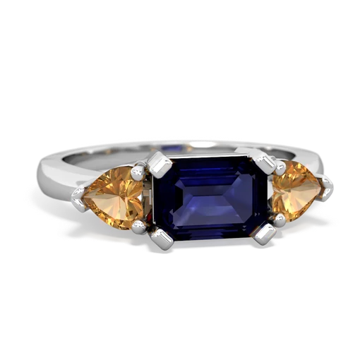 Genuine Sapphire with Genuine Citrine and Genuine Black Onyx Three Stone ring