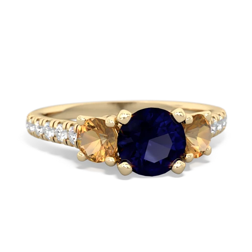 sapphire-citrine trellis pave ring