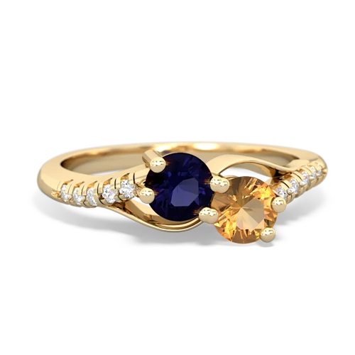 sapphire-citrine two stone infinity ring