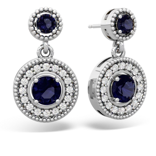 Sapphire Halo Dangle Genuine Sapphire earrings Earrings