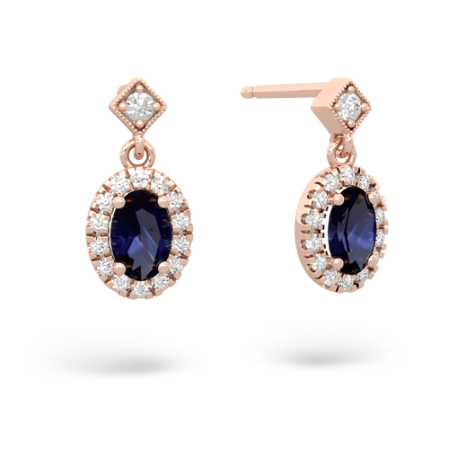 sapphire halo drop earrings