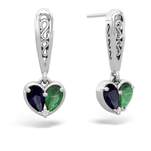 sapphire-emerald filligree earrings
