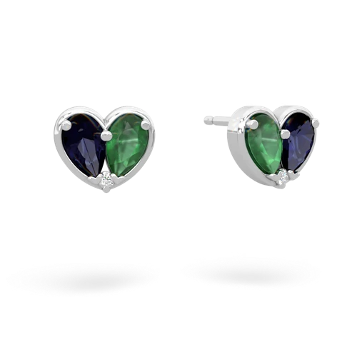 sapphire-emerald one heart earrings