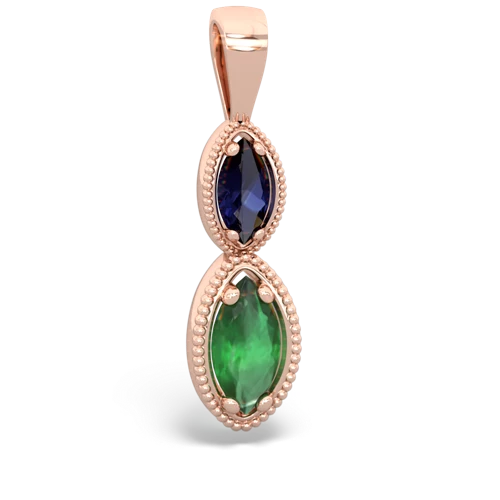 sapphire-emerald antique milgrain pendant