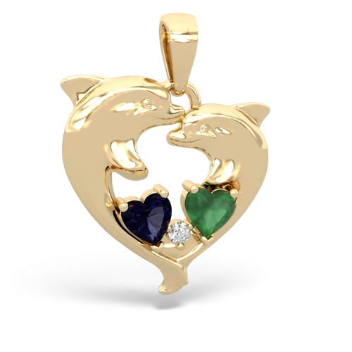 sapphire-emerald dolphins pendant