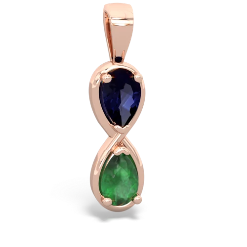 Sapphire Genuine Sapphire with Genuine Emerald Infinity pendant Pendant