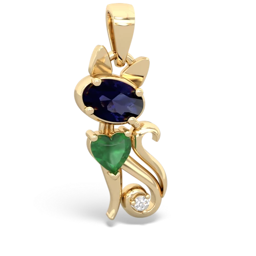sapphire-emerald kitten pendant