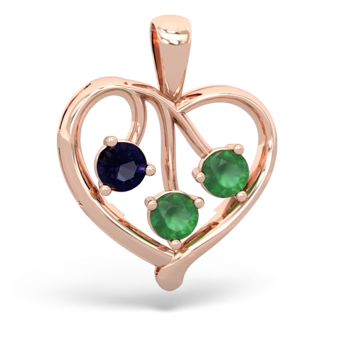 sapphire-emerald love heart pendant