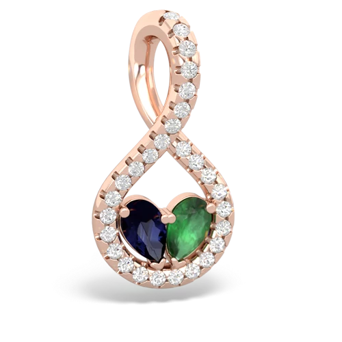 sapphire-emerald pave twist pendant