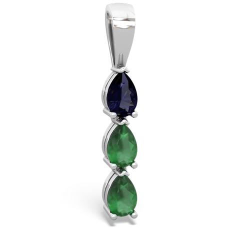 Sapphire Genuine Sapphire with Genuine Emerald and  Three Stone pendant Pendant