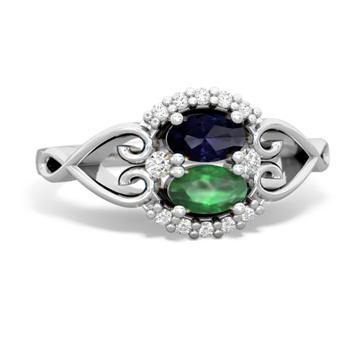 sapphire-emerald antique keepsake ring