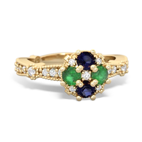 sapphire-emerald art deco engagement ring