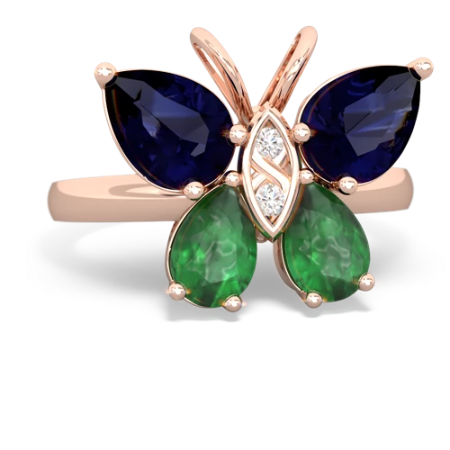 sapphire-emerald butterfly ring