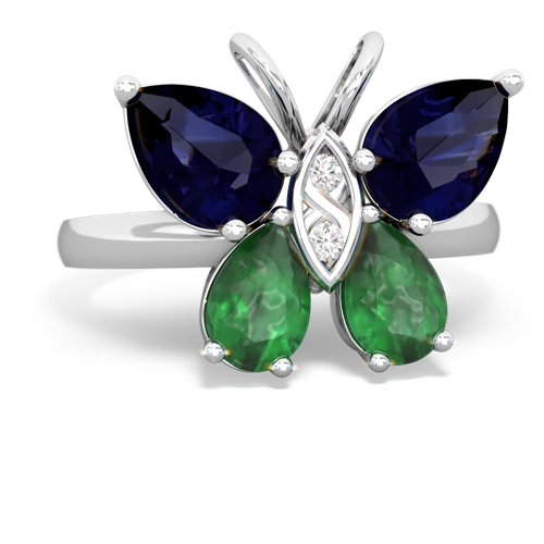 sapphire-emerald butterfly ring