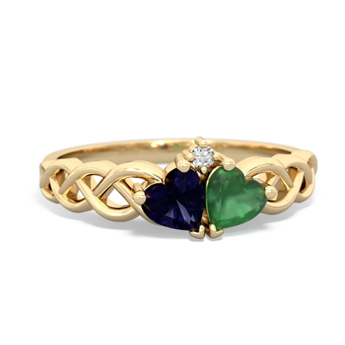 Sapphire Genuine Sapphire with Genuine Emerald Heart to Heart Braid ring Ring