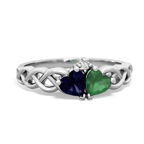 sapphire-emerald celtic braid ring