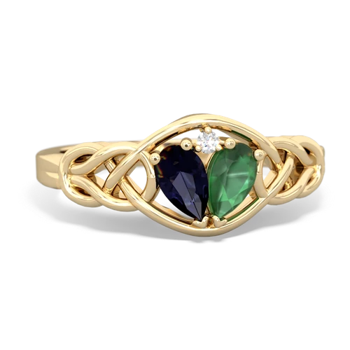 sapphire-emerald celtic knot ring