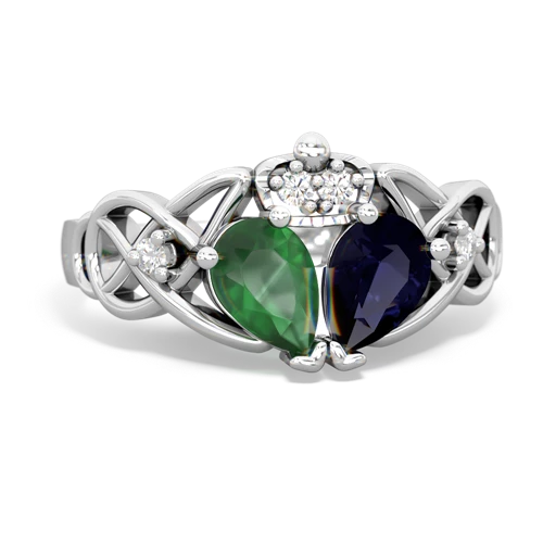 sapphire-emerald claddagh ring