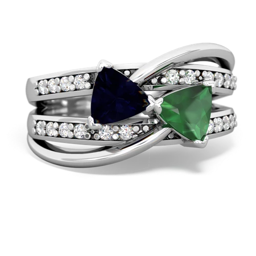 Sapphire Genuine Sapphire with Genuine Emerald Bowtie ring Ring