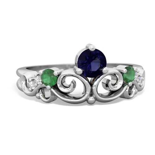 Sapphire Genuine Sapphire with Genuine Emerald and  Crown Keepsake ring Ring