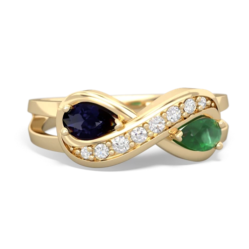 Sapphire Genuine Sapphire with Genuine Emerald Diamond Infinity ring Ring