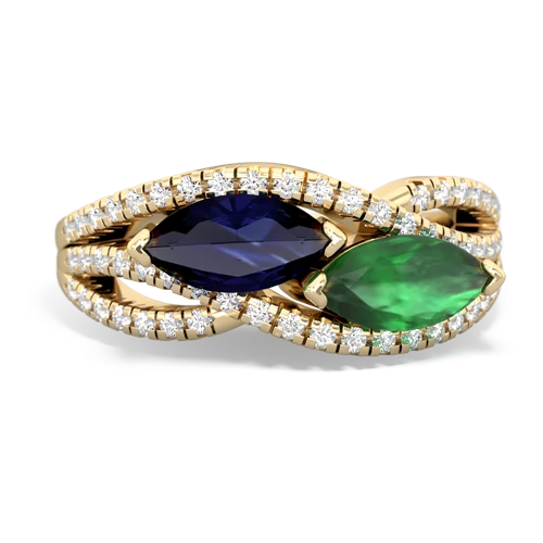 Sapphire Genuine Sapphire with Genuine Emerald Diamond Rivers ring Ring