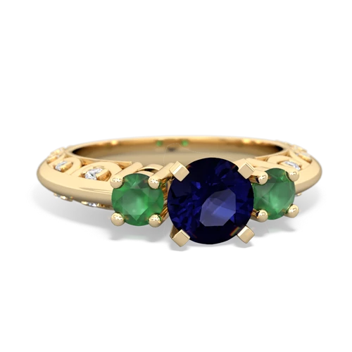 Sapphire Genuine Sapphire with Genuine Emerald Art Deco ring Ring
