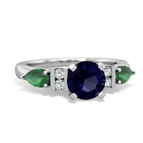 Sapphire Genuine Sapphire with Genuine Emerald and  Engagement ring Ring