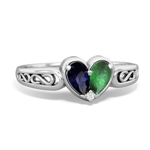 sapphire-emerald filligree ring